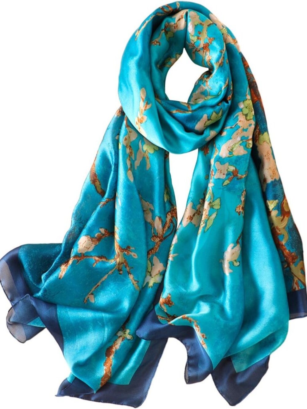 Luxury 100% Mulberry Silk Scarf - Long Lightweight Satin Wrap for Women